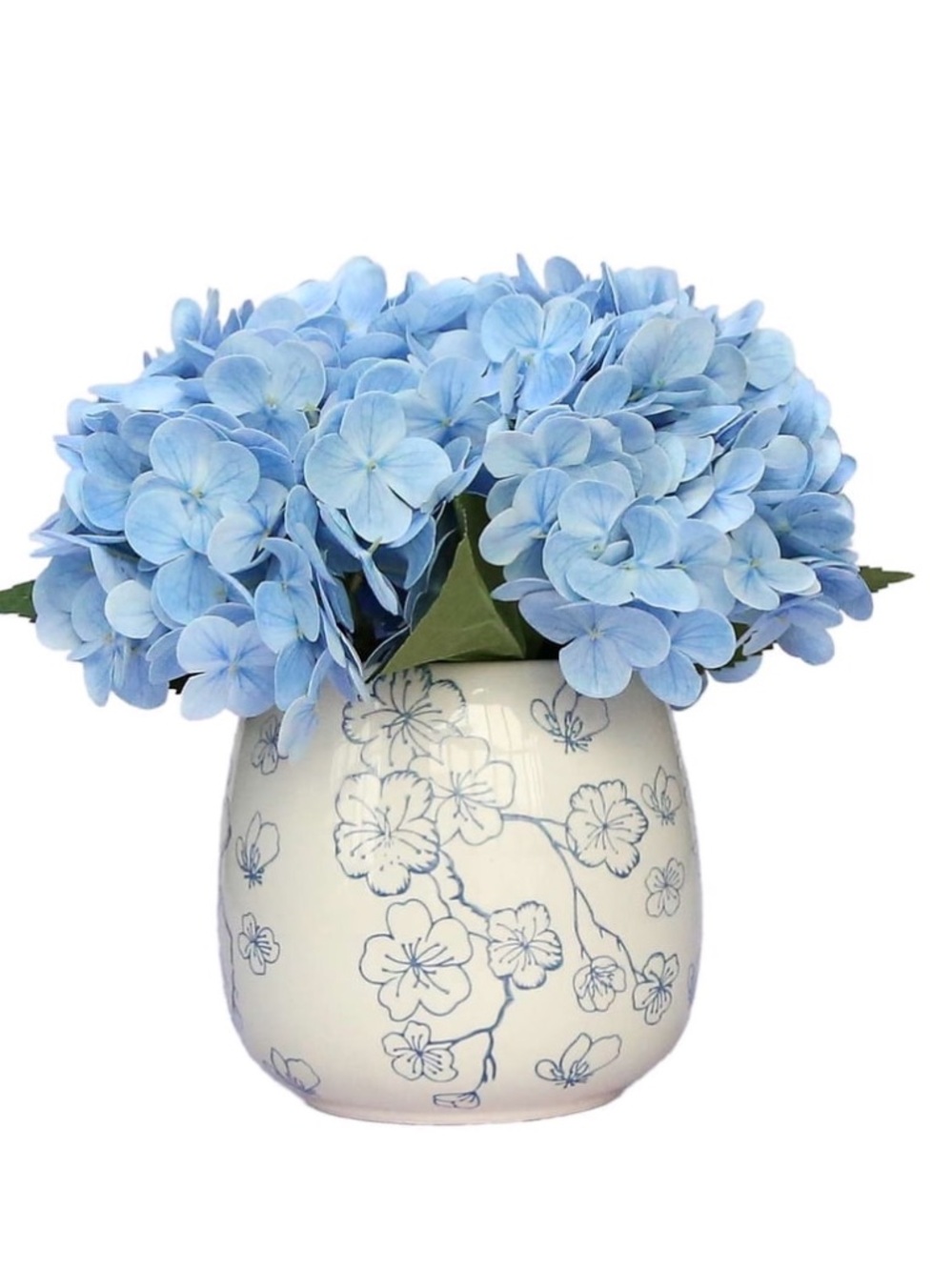 SOLD OUT My Texas House Faux Hydrangeas in Blue and White Floral Vase, 9.5"